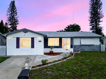 Charming single-story home with well-maintained landscaping and a welcoming entrance at 1415 Yale Dr, Holiday, FL 34691