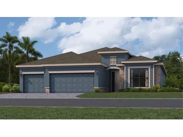 Charming single-Gathering home with a three-car garage and landscaped front yard, perfect for suburban living at 17834 Cane Patch Ct, Parrish, FL 34219