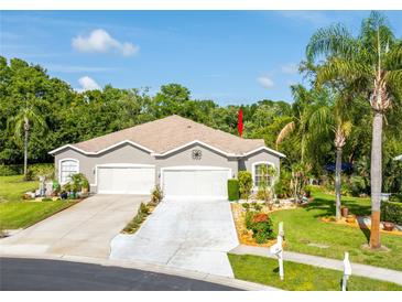 Charming single-story home featuring a well-manicured lawn and two-car garage at 12134 Tournament View Ave, New Port Richey, FL 34654