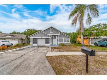 Charming single-Gathering home featuring a well-maintained front yard with a palm tree at 921 Linn Harbor Ct, Tarpon Springs, FL 34689