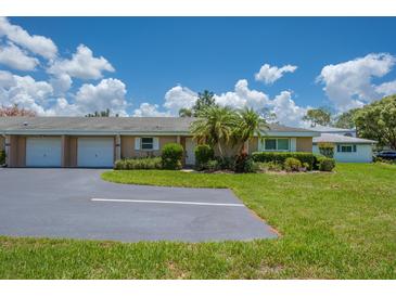 Charming villa featuring a well-manicured lawn, an attached garage and lush landscaping at 1510 Palmer Ct, Palm Harbor, FL 34685