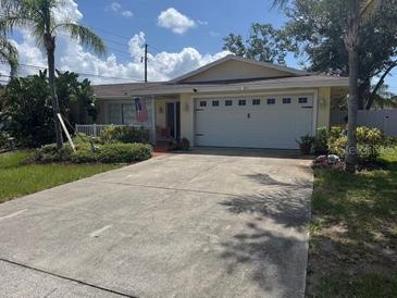 Charming single-story home featuring a spacious driveway and an attached two-car garage at 10185 Santiago Ct, Seminole, FL 33776