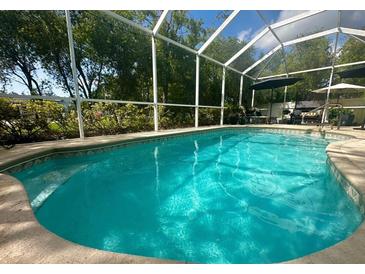Inviting screened-in pool with clear blue water and lounge chairs, perfect for relaxation and outdoor enjoyment at 4745 Trout River Xing, Ellenton, FL 34222