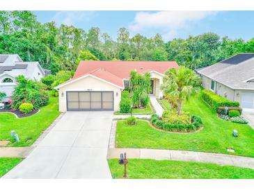 Well-maintained single Gathering home with a two car garage and mature landscaping at 6250 Fairskies Dr, New Port Richey, FL 34655