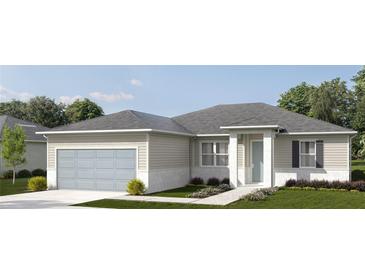 Charming single-story home with a two-car garage, landscaped front yard, and welcoming entrance at 2560 S Biscayne Dr, North Port, FL 34287
