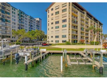 Waterfront condo complex with boat slips and lift offers easy access to Gulf of Mexico waters at 650 Island Way # 606, Clearwater Beach, FL 33767