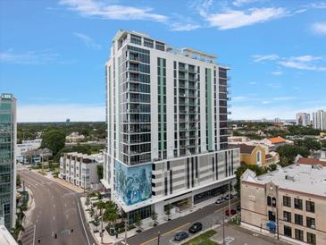 Modern high-rise building featuring balconies and large windows, offering stunning city views at 777 3Rd N Ave # 1304, St Petersburg, FL 33701