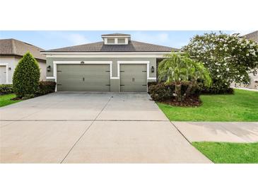 Charming home featuring an attached two-car garage, landscaped yard, and welcoming curb appeal at 13408 Nimble Minke # 155E, Riverview, FL 33579