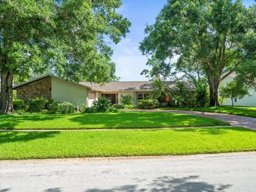 Well-maintained home with lush front lawn and mature trees provides great curb appeal at 4209 Winding Willow Dr, Tampa, FL 33618