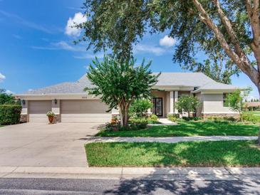 Charming single-story home featuring a three-car garage, manicured lawn, and inviting front entrance at 3503 Graycliff Ln, Brandon, FL 33511