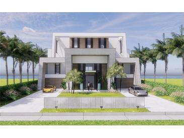 Stunning modern home with clean lines, lush landscaping, and private driveway for ultimate curb appeal at 3611 Bayshore Ne Blvd, St Petersburg, FL 33703