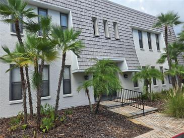 Inviting condo with manicured landscaping and beautiful palm trees adding a touch of tropical paradise at 702 Lyndhurst St # 822, Dunedin, FL 34698