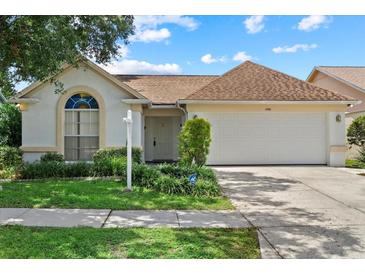 Charming single-story home with a well-manicured lawn and a two-car garage at 1741 Elk Spring Dr, Brandon, FL 33511