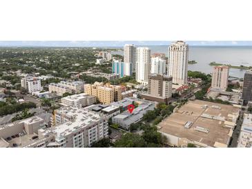 Stunning aerial view in a desirable location offering a vibrant urban lifestyle with nearby amenities at 301 2Nd N St # 14, St Petersburg, FL 33701