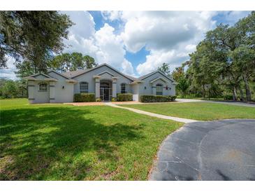 Charming single-story home with well-manicured lawn and mature trees in a picturesque setting at 23268 Family Ln, Brooksville, FL 34602