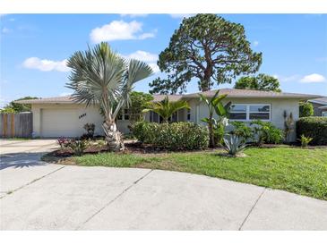 Charming home boasts a well-maintained front yard with lush landscaping and a mature palm tree at 3901 17Th N Ave, St Petersburg, FL 33713