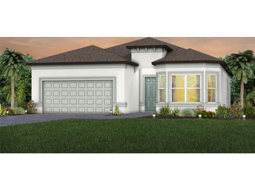 Charming single-Gathering home with a two-car garage, lovely landscaping, and a well-manicured lawn at 13690 Canyone Ridge Rd, Spring Hill, FL 34610
