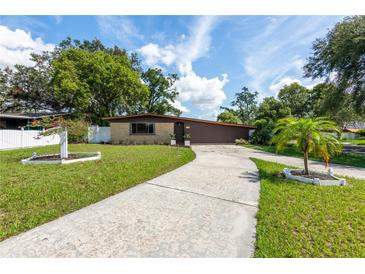 Charming single-story home with a well-manicured lawn and long private driveway at 4018 E Bluff Ave, Tampa, FL 33617