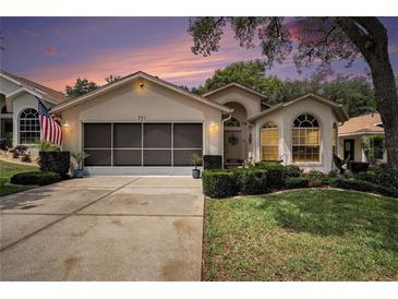 Charming single-story home with a well-manicured lawn, screened garage, and lovely curb appeal at 371 Quane Ave, Spring Hill, FL 34609