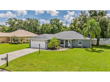 Single-story house with garage and well-maintained lawn at 1729 Oakwood Estates Dr, Plant City, FL 33563