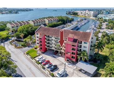 Aerial view of condo building near marina at 1750 Harbor S Pl # 103, South Pasadena, FL 33707