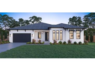 One-story home with dark gray garage doors at 6700 Burlington N Ave, St Petersburg, FL 33710