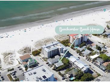 Beachcomber Beach House aerial view, near the beach at 18 Heilwood St, Clearwater Beach, FL 33767
