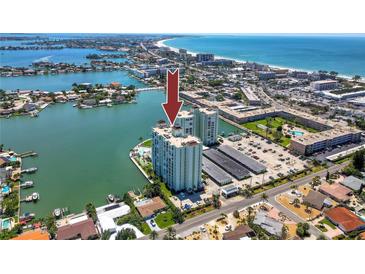 Aerial view of a condo building near the water at 420 64Th Ave # A, St Pete Beach, FL 33706