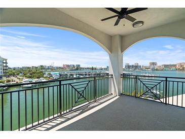 Private balcony offering stunning water and city views at 211 Dolphin Pt # 203, Clearwater, FL 33767