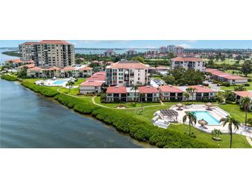 Aerial view of waterfront community with resort-style amenities at 6268 Palma Del Mar S Blvd # 407, St Petersburg, FL 33715