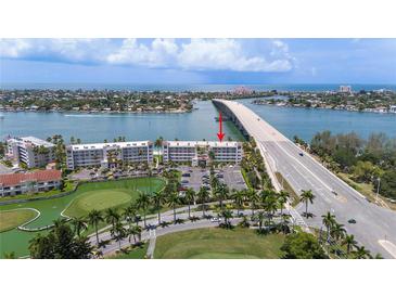 Aerial view of condo community near bridge and water at 5701 Bahia Del Mar Cir # 507, St Petersburg, FL 33715