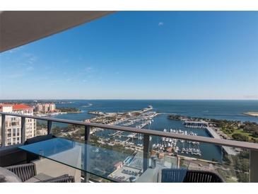 Stunning panoramic view of marina and bay from a balcony at 100 1St N Ave # 2501, St Petersburg, FL 33701