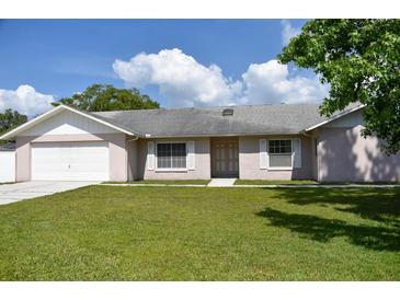 Ranch style home with a two car garage and well maintained lawn at 6336 Wooden St, New Port Richey, FL 34653