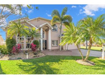 Two story house with palm trees and manicured lawn at 41 Cypress Dr, Palm Harbor, FL 34684