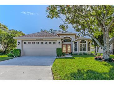 One-story house featuring a large tree and spacious lawn at 480 Fort Mill Ln, Spring Hill, FL 34609