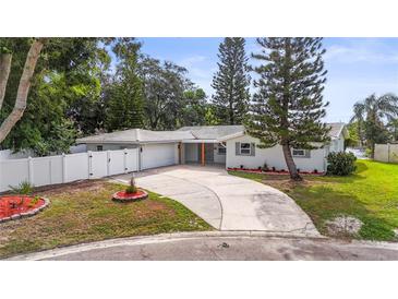 Newly renovated home with a two-car garage and a landscaped yard at 10744 Drummond Rd, Tampa, FL 33615