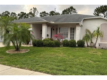 Charming single story home featuring a well-maintained lawn and attractive landscaping at 8111 Merrimac Dr, Port Richey, FL 34668