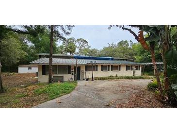 A single-story home with mature trees and a long driveway at 17932 Wendy Sue Ave, Hudson, FL 34667