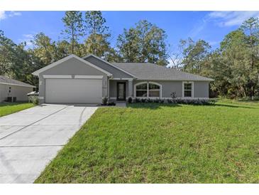 Charming single-story home featuring a well-maintained lawn, attached two-car garage, and freshly painted exterior at 11388 Paramount Ave, Weeki Wachee, FL 34614