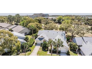 Inviting home featuring well-maintained landscaping, dual garages and a charming architectural design at 9144 Bassett Ln, New Port Richey, FL 34655