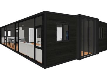 Modern home with large windows providing ample natural light and sleek, dark wood siding for a contemporary look at 00 Purdue St, New Port Richey, FL 34654