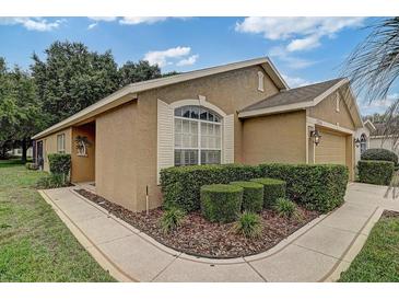 Charming single-story home with well-manicured landscaping and a welcoming facade at 12004 Valley Falls Loop, Spring Hill, FL 34609