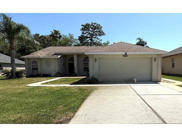 Charming single-story home featuring a two-car garage, well-maintained lawn, and lovely landscaping at 4748 Yellowstone Dr, New Port Richey, FL 34655
