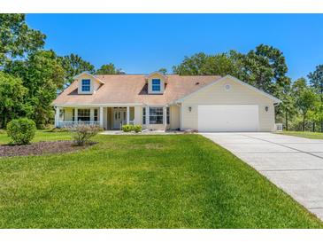 Charming one-story home with a two-car garage, a well-manicured lawn, and inviting curb appeal at 10540 Noddy Tern Rd, Weeki Wachee, FL 34613