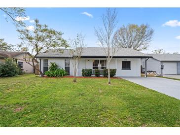 Charming single-story home boasts a well-maintained lawn and updated exterior paint at 3141 Loomis Dr, New Port Richey, FL 34655