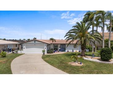 Charming single-story home with mature palms, a two-car garage, and well-maintained landscaping at 5340 Pilots Pl, New Port Richey, FL 34652