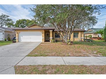 Charming single-story home with a well-maintained front yard and a two-car garage at 6315 Shane Ln, New Port Richey, FL 34653