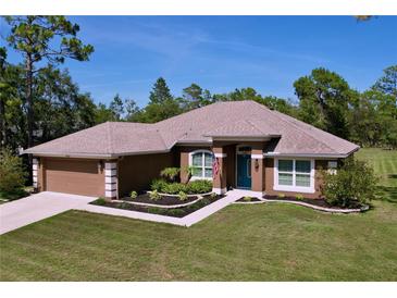 Charming single-story home with a well-manicured lawn and inviting front entrance at 9152 Bunting Rd, Weeki Wachee, FL 34613