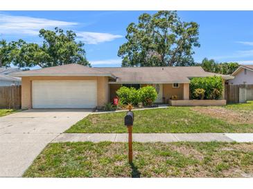 Charming single-story home with a well-manicured lawn and a two-car garage in a suburban neighborhood at 6656 Pinecrest N Ln, Pinellas Park, FL 33781