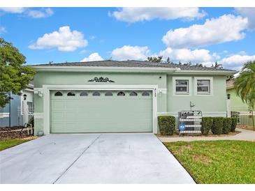Charming single-story home with a manicured lawn and attached two-car garage at 8149 Ambersweet Pl, Land O Lakes, FL 34637